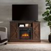 Farmhouse Classic Media TV Stand Antique Entertainment Console for TV up to 50" with 18" Electric Fireplace Insert with Open and Closed Storage Space,