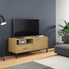 TV Stand with Metal Legs Brown Solid Wood Pine OSLO