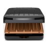 Electric Indoor Grill and Panini Press, Black with Copper Plates, Serves 2, Classic Plate,