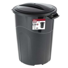 32 Gallon Heavy Duty Plastic Garbage Can, Included Lid, Indoor/Outdoor, Black