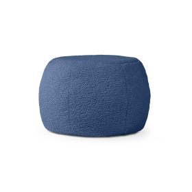 Jaxx Ellis Ottoman Shearling Faux-Lamb Plush Pouf for Modern Interior Design, Small, Indigo