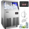 VEVOR 110V Commercial Ice Maker 110LBS/24H with 44lbs Storage Capacity Stainless Steel Commercial Ice Machine 40 Ice Cubes Per Plate Industrial Ice Ma