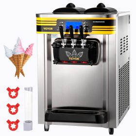 VEVOR Commercial Ice Cream Maker, 22-30L/H Yield, 2350W Countertop Soft Serve Machine w/ 2x6L Hopper 2L Cylinder LCD Panel Puffing Shortage Alarm, Fro