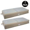 2 Pack Under the Bed Storage Bag in Beige Nonwoven