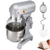 VEVOR Commercial Food Mixer 30Qt 1100W 3 Speeds Adjustable 105/180/408 RPM Heavy Duty 110V with Stainless Steel Bowl Dough Hooks Whisk Beater for Scho