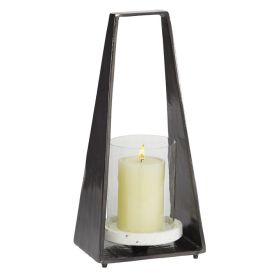 DecMode Black Aluminum Decorative Candle Lantern