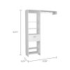 Manchester 150 Closet System, Metal Rod, Five Open Shelves, One Drawer -White