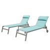 Outdoor Patio Chaise Lounge Set of 3, Aluminum Pool Lounge Chairs with and Wheels, Textilene Padded Adjustable Recliner All Weather for Poolside, Beac