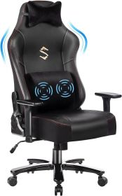 Big and Tall Gaming Chair 400lbs Gaming Chair with Massage Lumbar Pillow, Headrest, 3D Armrest, Metal Base, PU Leather