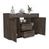 Lyon Sideboard, Two Drawers, Double Door Cabinets -Dark Walnut