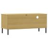 TV Stand with Metal Legs Brown Solid Wood Pine OSLO