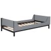 Twin Bed with Headboard, Footboard, Safeguards, Built-in Bed-end Book Storage Rack ,Grey