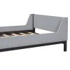 Twin Bed with Headboard, Footboard, Safeguards, Built-in Bed-end Book Storage Rack ,Grey