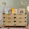 6 Drawers Dresser for Bedroom, Farmhouse Barn Chest of Drawers, Modern Storage Organizer Dresser for Bedroom, Hallway, Living Room (Natural)