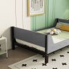 Twin Bed with Headboard, Footboard, Safeguards, Built-in Bed-end Book Storage Rack ,Grey