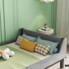 Twin Bed with Headboard, Footboard, Safeguards, Built-in Bed-end Book Storage Rack ,Grey