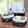 Dark Brown Rolled Paper Storage Basket Set, 3 Piece