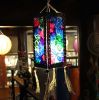 Chinese Paper Lantern Rectangle Handmade National Style Creative Home Decor Printed Purple and Blue Flowers Lamp Shade