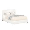 Same as B083119690 Liv Queen Size Ivory Boucle Upholstered Platform Bed with Patented 4 Drawers Storage, Curved Stitched Tufted Headboard, Wooden Slat