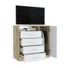 Peru 4 Drawer Dresser, Single Door Cabinet, One Open Shelf, Superior Top -Light Oak / White