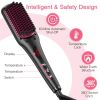 Enhanced Hair Straightener Brush by MiroPure, 2-in-1 Ionic Straightening Brush with Anti-Scald Feature, Auto Temperature Lock & Auto-Off Function (Bla