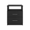 Louise 3 Piece Bedroom Set, London Armoire + Salento Nightstand + Salento Nightstand, Black