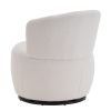 White Plush Swivel Accent Chair - Contemporary Round Armchair with 360¬∞ Rotation and Metal Base for Living Room Elegance