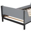 Twin Bed with Headboard, Footboard, Safeguards, Built-in Bed-end Book Storage Rack ,Grey