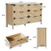 6 Drawers Dresser for Bedroom, Farmhouse Barn Chest of Drawers, Modern Storage Organizer Dresser for Bedroom, Hallway, Living Room (Natural)