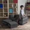 Jaxx Zipline Modular Kids Loveseat & Ottomans, Charcoal