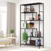 6 Tier Black Metal Bookshelf -Sturdy and Stylish Tall Open Bookcase for Plants, Books, and D√©cor, Multi-Purpose Display Shelf with Anti-Tip Wall Moun