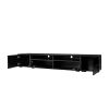 ON-TREND Extended, Minimalist Style 7 Pieces Floating TV Stand Set, High Gloss Wall Mounted Entertainment Center with 16-color LED Light Strips for 90