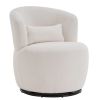 White Plush Swivel Accent Chair - Contemporary Round Armchair with 360¬∞ Rotation and Metal Base for Living Room Elegance