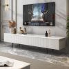 Modern 70.9" TV Stand with Drawers Line Media Console with Black Metal Legs