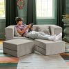 Jaxx Zipline Convertible Sleeper Loveseat & Ottomans, Textured Microvelvet - Dove Grey