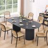 Expandable Dining Table,Solid Top Extending Table Modern Kitchen Table, Leisure Desk for Kitchen Dining Living Room Apartment.BLACK