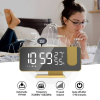 Jumper Alarm Clock for Bedroom Digital Projection Dual Alarms Clock, Temperature Humidity Date Display Function, Projector Alarm Clock with Radio Gold