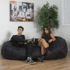 Jasper Traditional 8 Foot Cylindrical Suede Bean Bag, Black