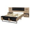 Queen Size Wood Platform Bed with Upholstered Headboard, Lights and Storage Nightstand, Bench, White