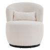 White Plush Swivel Accent Chair - Contemporary Round Armchair with 360¬∞ Rotation and Metal Base for Living Room Elegance