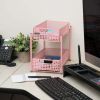 2-Tier Metal Mesh Heavy Duty Organizer Slide Out Basket Drawer For Kitchen, Bathroom, Office Desk, Pink