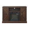 Farmhouse Classic Media TV Stand Antique Entertainment Console for TV up to 50" with 18" Electric Fireplace Insert with Open and Closed Storage Space,