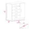 Peru 4 Drawer Dresser, Single Door Cabinet, One Open Shelf, Superior Top -Light Oak / White