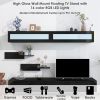 ON-TREND Wall Mount Floating TV Stand with Four Media Storage Cabinets and Two Shelves, Modern High Gloss Entertainment Center for 95+ Inch TV, 16-col