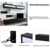 ON-TREND Wall Mount Floating TV Stand with Four Media Storage Cabinets and Two Shelves, Modern High Gloss Entertainment Center for 95+ Inch TV, 16-col