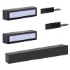 ON-TREND Wall Mount Floating TV Stand with Four Media Storage Cabinets and Two Shelves, Modern High Gloss Entertainment Center for 95+ Inch TV, 16-col