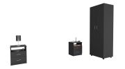 Louise 3 Piece Bedroom Set, London Armoire + Salento Nightstand + Salento Nightstand, Black