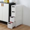 4-Tire Rolling Cart Organizer Unit with Wheels Narrow Slim Container Storage Cabinet for Bathroom Bedroom RT