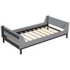 Twin Bed with Headboard, Footboard, Safeguards, Built-in Bed-end Book Storage Rack ,Grey