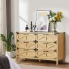 6 Drawers Dresser for Bedroom, Farmhouse Barn Chest of Drawers, Modern Storage Organizer Dresser for Bedroom, Hallway, Living Room (Natural)